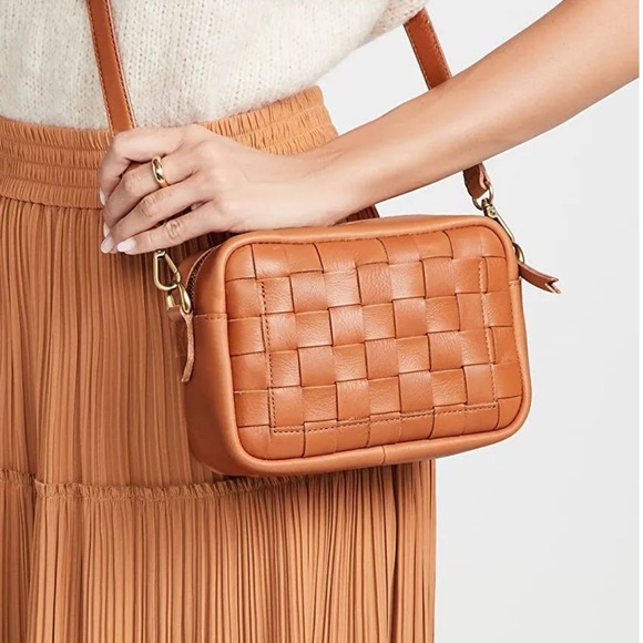Madewell Handbags - Madewell brown leather transport bag woven edition NWT